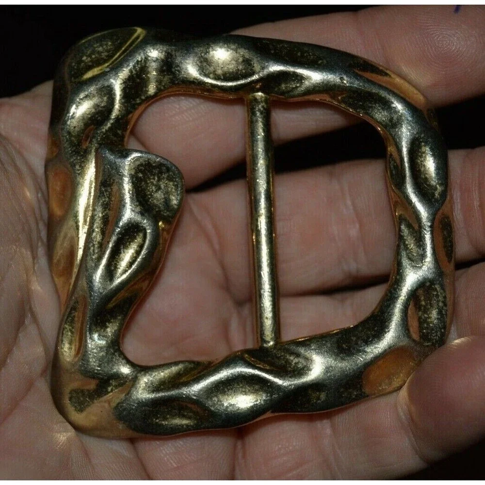 Nice Golden Modern Crude Metal Women's Signed Costume Jewelry Belt Buckle